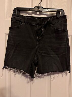Black Denim High Rise Shorts